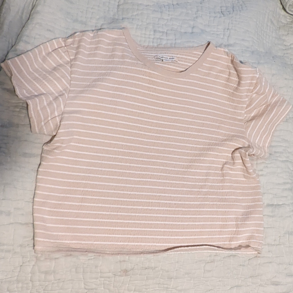 American Eagle Striped textured Tee Medium - Picture 2 of 3